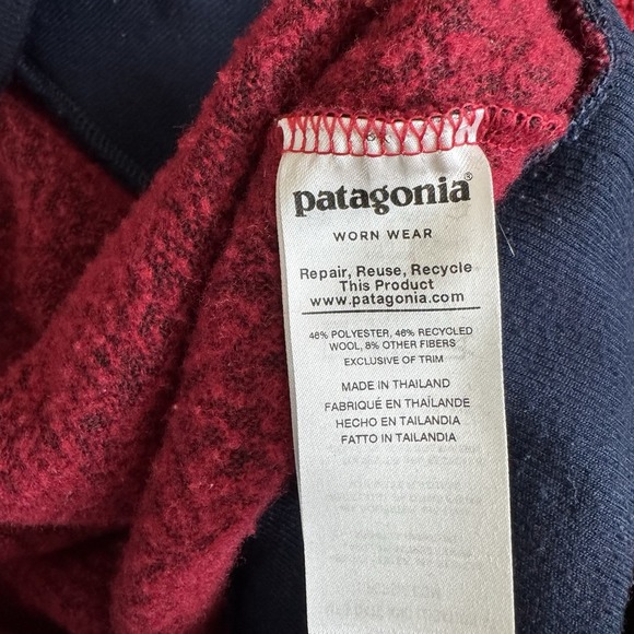 Patagonia 1/4 Zip Fleece Pullover Red Navy Size Small Outdoor Sweater - Picture 10 of 13